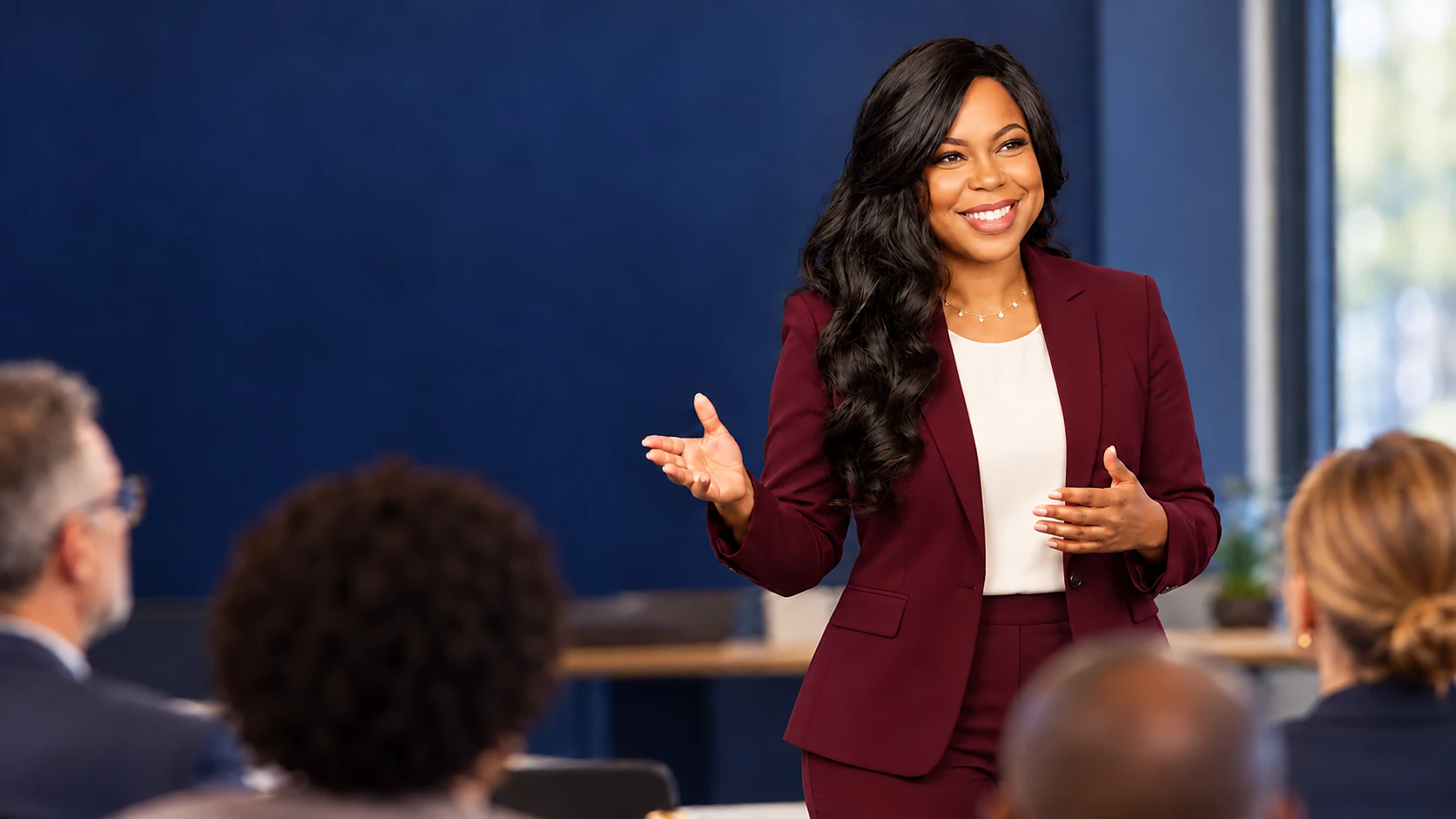 Dionna Smith leading an executive communications workshop for public-sector leaders.